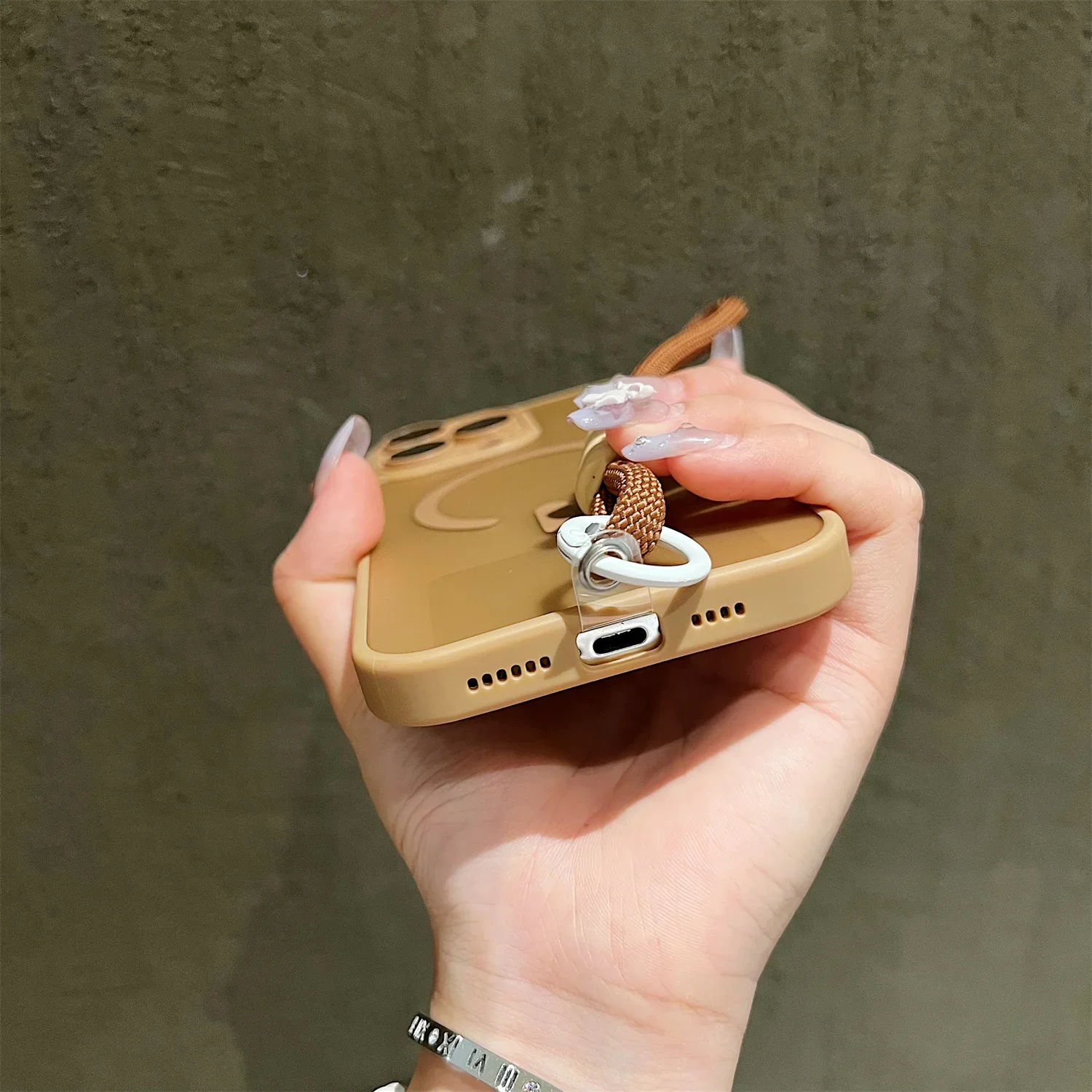 Magnetic Lanyard Wrist Strap Case with Shockproof Matte Bumper Cover and Clear Magsafe Design
