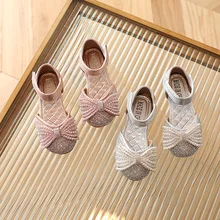 

Children 2022 Spring and Summer Kids Fashion Solid with Pearls Rhinestone Crystal Princess Sandals for Party Wedding Shows New