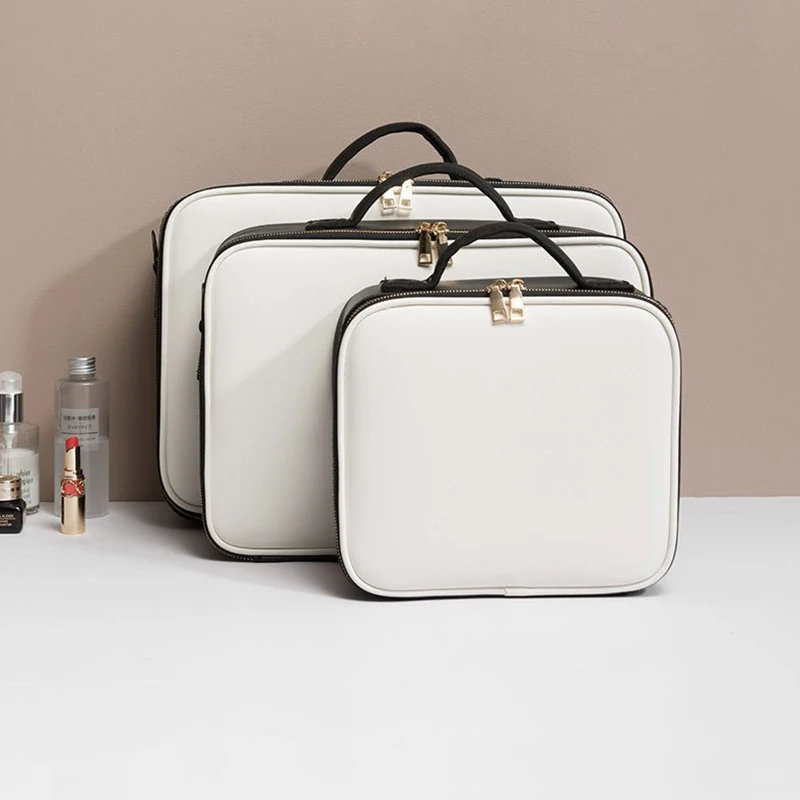 Waterproof PU Leather Cosmetic Bag Professional Large Capacity Storage Make up Handbag Case Travel Toiletry Makeup bag For Women 6