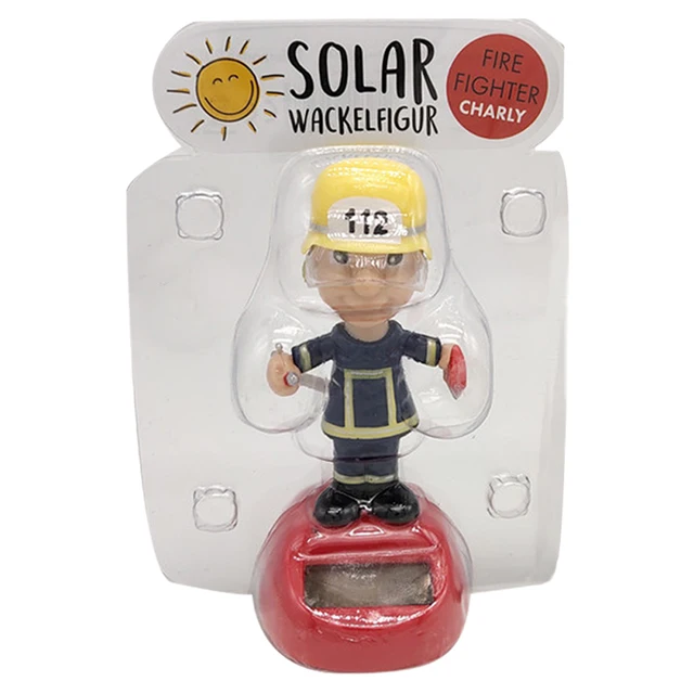 Solar Car Decoration Firefighter Shaking Head Doll Car Accessories Solar Powered Dancing Toy Home Tabletop Ornaments 5