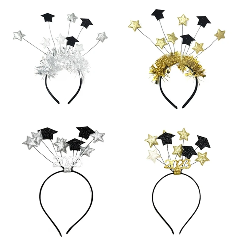 

Graduation Party Headband Congrats Grad Sequin Star & Hat Hairband for Student