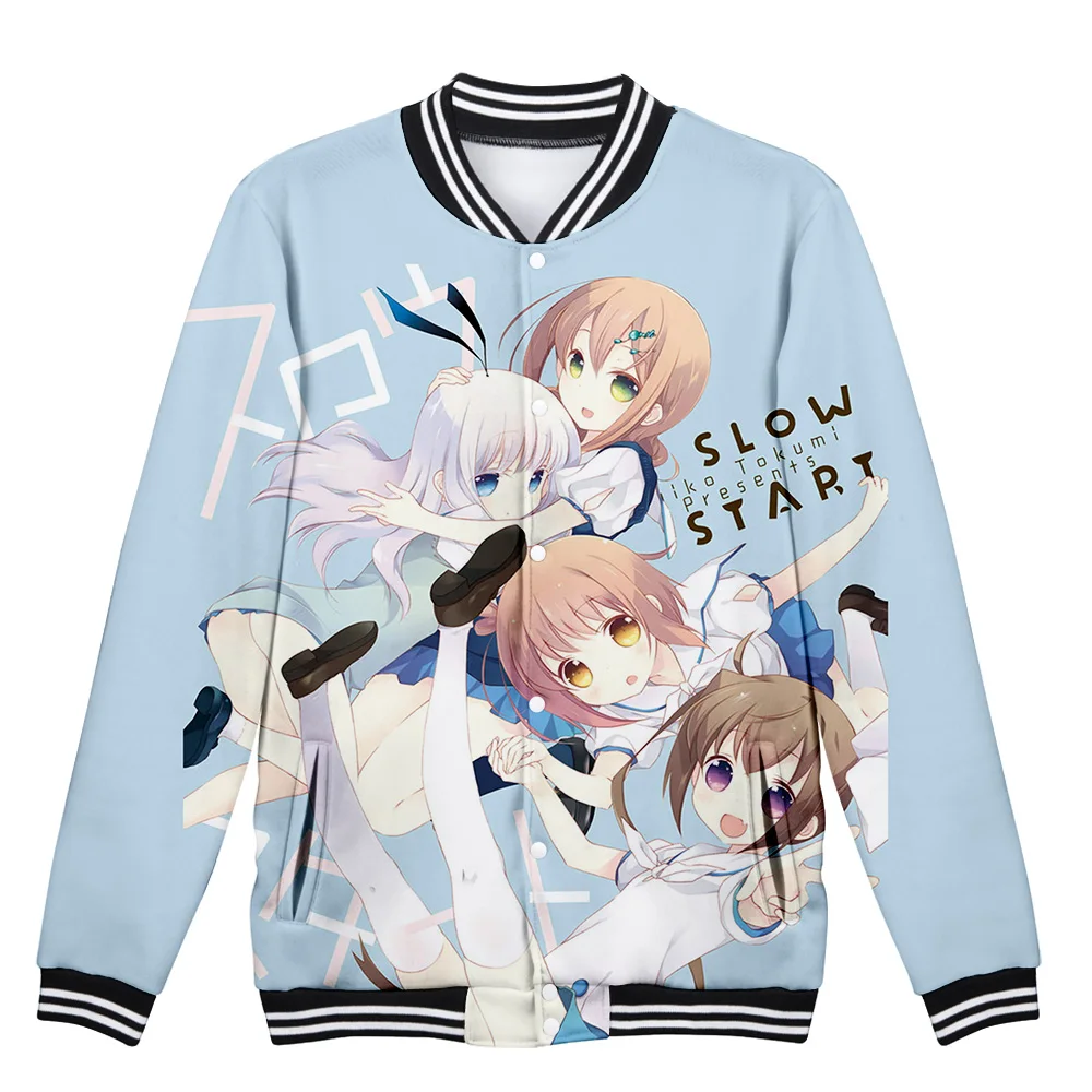 

Slow Start Anime Baseball Jacket Women/Men Fashion Long Sleeve Jacket 3D Prints Streetwear Clothes
