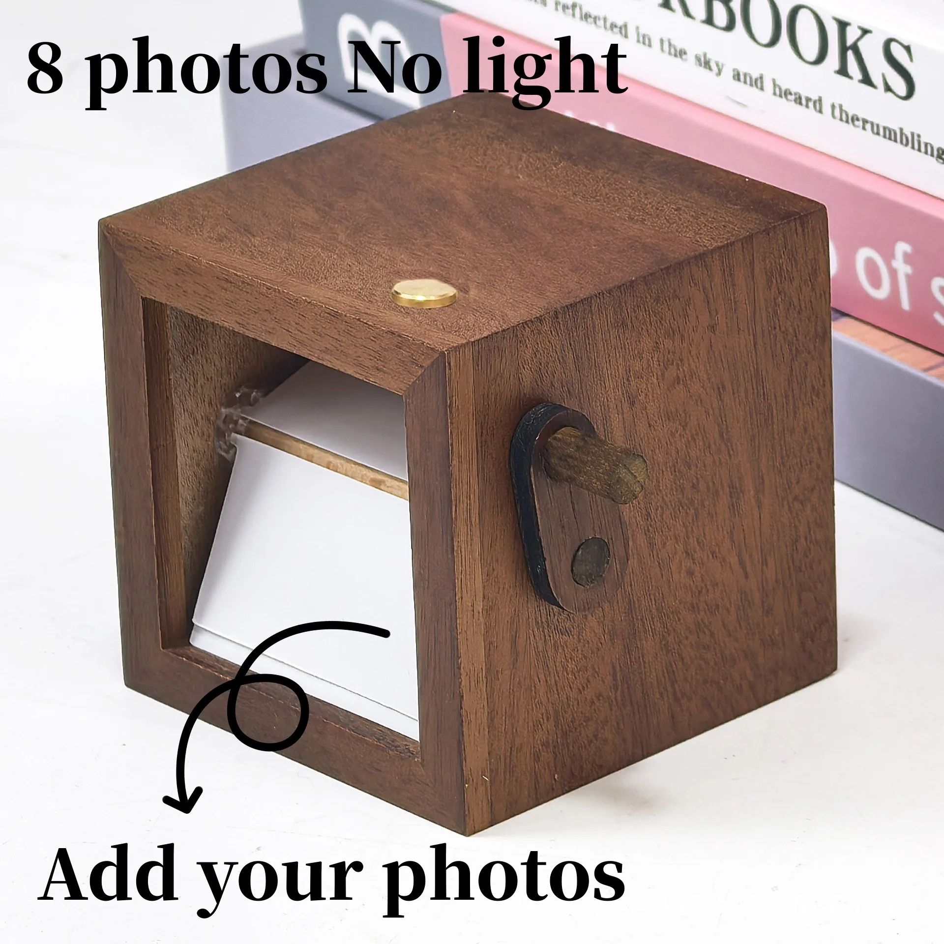 Personalized Memorial Flip Book Photos Frame Hand-Cranked Wooden Animation Pictures Album Gift for Couples Valentine Birthday