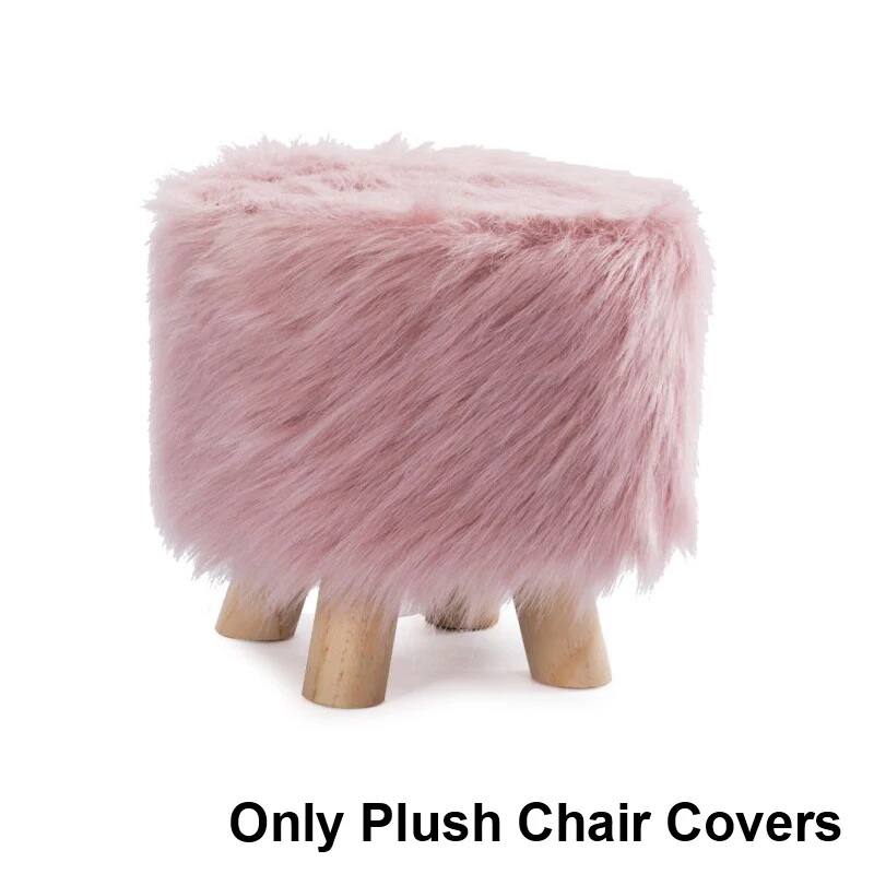 Description Picture 4 of itemPlush Fabric Ottoman Cover Footrest Covers Artificial Wool Soft Sheepskin Chair Covers Footstool Protector Covers Without Stool
