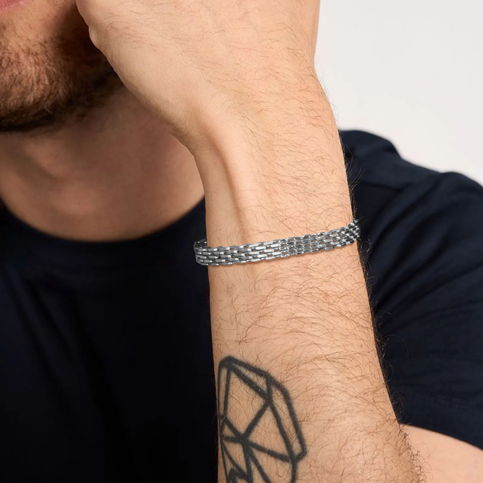 Männer der Grundlegende 6mm Mesh Link Kette Armbänder Schmuck, wasserdichte Edelstahl Italienische Ketten Armband Geschenke zu Ihm, 17/19/21CM