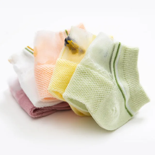 5 Pairs Girls Socks Cartoon Animal Mmesh Breathable Children Kids Socks For Summer 4