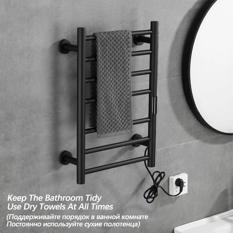 Black/White/Gold Bathroom Towel Warmer Hidden/Exposed Wires Electric Towel Rack Smart Towel Dryer Household Heated Towel Rail