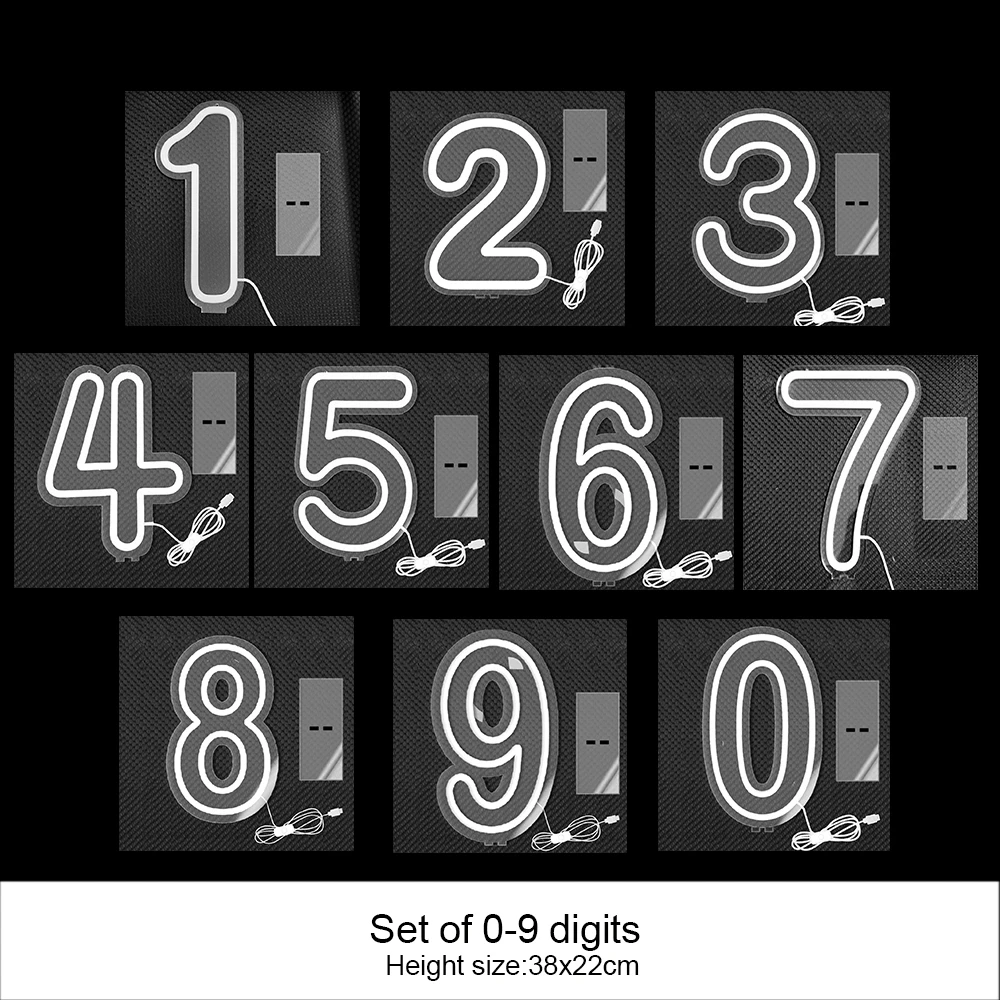 LED Neon 1 2 3 4 5 6 7 8 9 0 Number Sign for Birthday Wedding Party Decor 15in 38 cm High Numbers Led Light Sign Power by USB 5