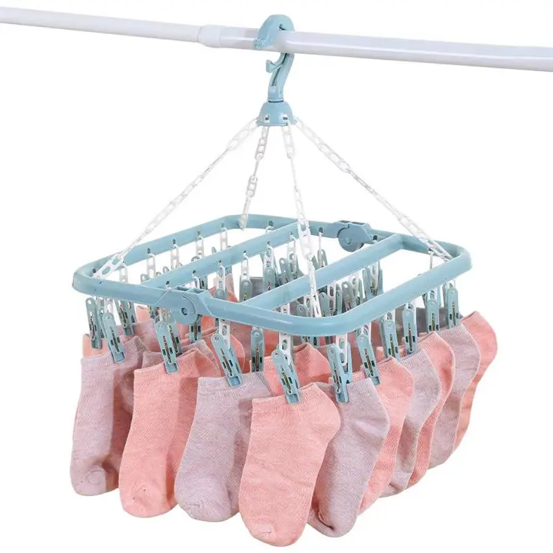 Drying Clip Swivel Hangers For Clothes With Clips Wind-Proof Swivel Hangers For Clothes Lingerie Socks 1