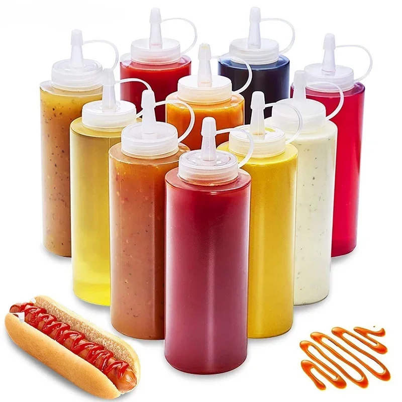 480ML Plastic Condiment Squeeze Bottle Dispenser for Sauce Vinegar Oil Ketchup Mustard Mayo Olive Oil Bottles Kitchen Gadget