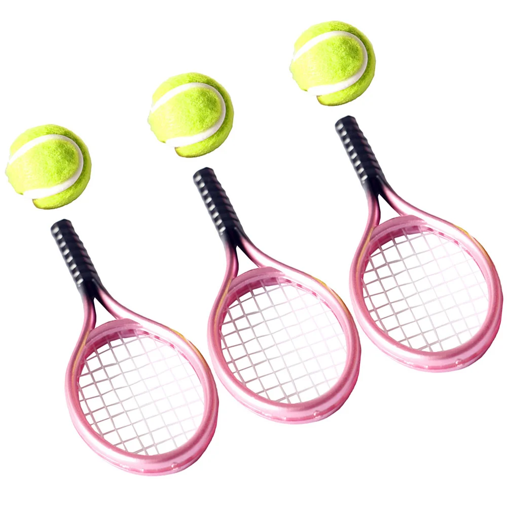 

3 Sets Tennis Racket Photography Props Mini Tool House Kids Baby Toys Decor Children Cabinet