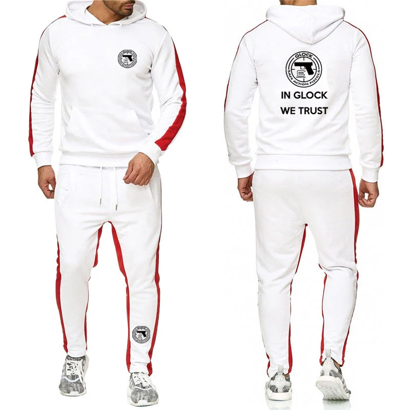 2023 Glock American logo men's hooded sportswear set 2 sweaters+sweatpants Homme leisure jogging sportswear jacket