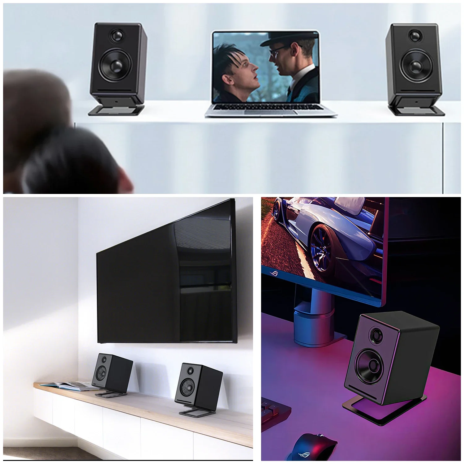 Mini Style 2 Pcs Metal Speaker Bracket Improves Spatial Sound Quality Ideal for Tabletop Audio Support Computer Speakers Stand