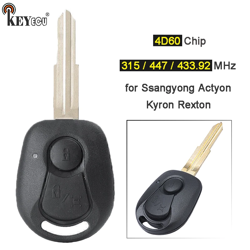 Запасная деталь для чипа Ssangyong Actyon Kyron Rexton KEYECU 315 МГц/447 МГц 4D60, 2 кнопки
