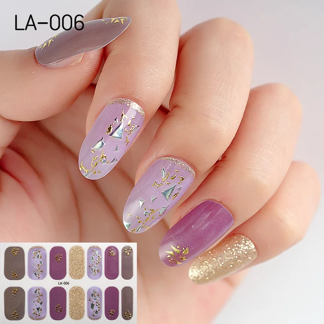 22tips Korea Toe Nail Sticker Wraps Adhesive Decals Toenail Polish Strips DIY Pedicure Foot Decals Manicure Women LA-006(14Tips)