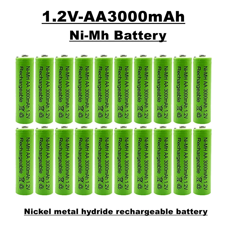 AA rechargeable battery, 1.2V 3000 MAH, nickel metal hydride battery