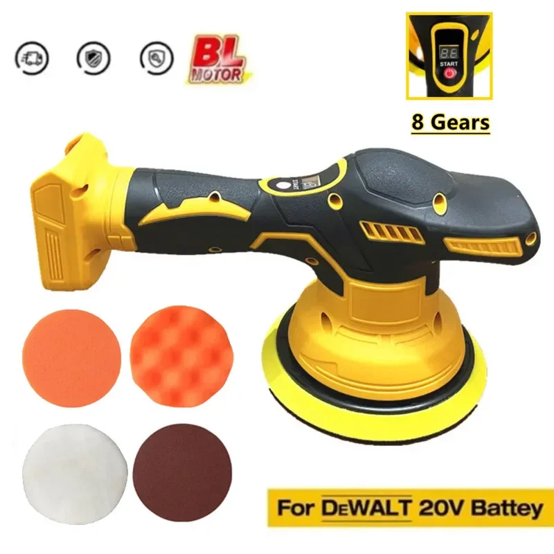 Fit for DeWALT 20V Battery Electric Car Polisher 8 Gears Cordless Auto Polishing Machine Waxing Sanding Sealing Power Tools for car polisher,cordless car polisher,electric polisher