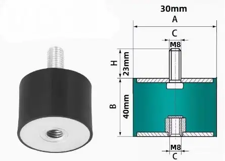 Rubber Shock Absorber Cushion with Anti-Slip Isolation and Dual-Thread Design