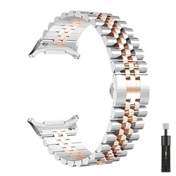 Premium Stainless Steel Adjustable Metal Band for Galaxy Watch Ultra - Elegant Wristband Accessory (Silver rose gold)