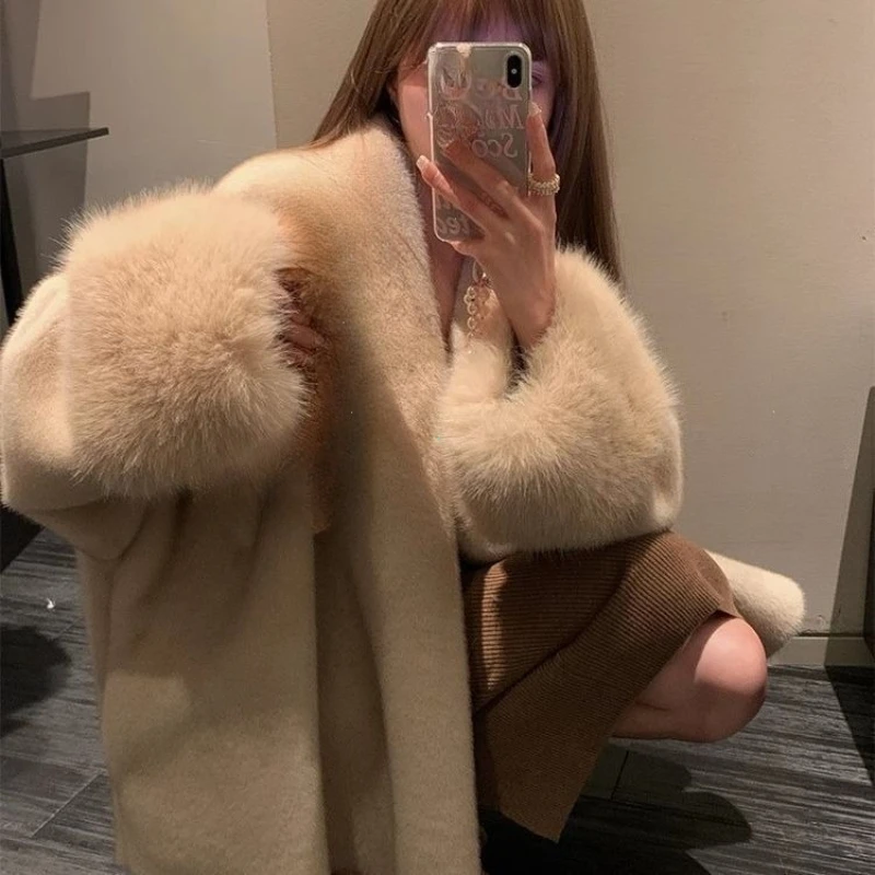 Faux Mink Fur Coat for Women Winter Thick Loose Hairy Casual Jacket Y2K Fashion Streetwear Long Sleeve Warm Fur Outerwear