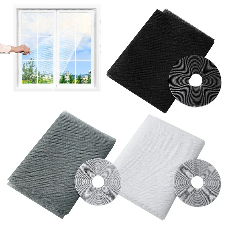 Fly Mosquito Window Net Adhesive Mesh Curtains Kitchen Windows Home Protector