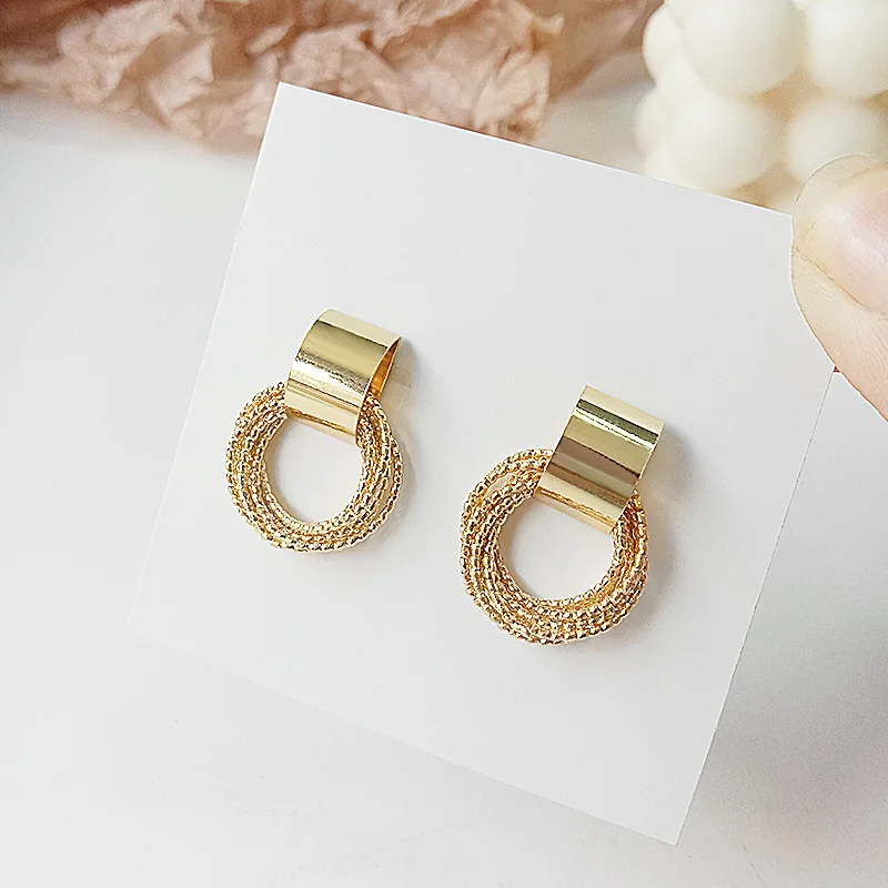 Stud Earrings Retro Metal Multiple Small Circle Stud Earrings Women Korean Jewelry Wedding Party Earrings Jewelry Gift