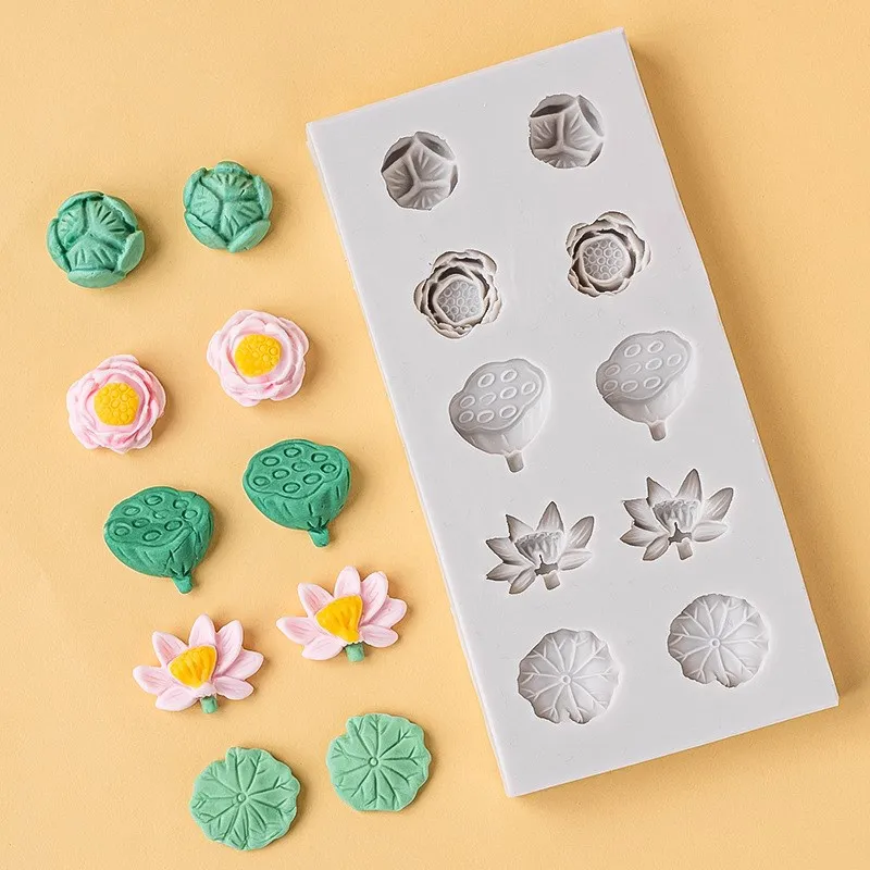 

Small Fresh Lotus Leaf Lotus Seed Silicone Mold Fondant Cake Chocolate Dessert Pastry Decoration Kitchen Baking Accessories Tool
