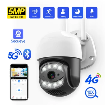 4G Sim Card IP Camera 5MP WiFi PTZ Waterproof Camera 1080P Security Auto Tracking Night Vision CCTV Video Surveillance Camera 1