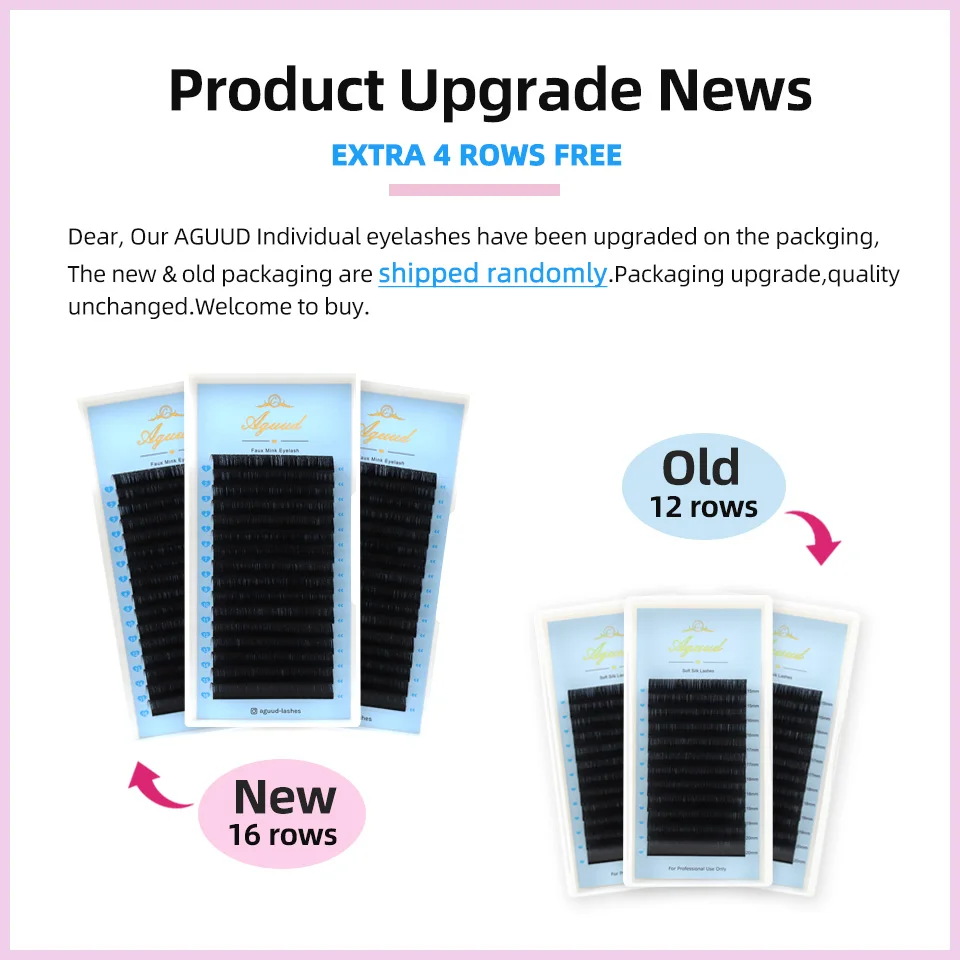 AGUUD 12 Rows Korea Silk False Mink Eyelashes Extensions Natural Soft Individual Eyelash Russian Volume Eye Lash Cilios