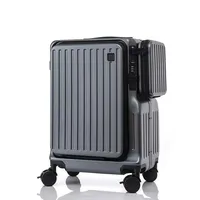 Multifunctional Carry on Suitcase Front Opening Laptop Boarding Case USB Charging Trolley Case 20 Inch ABS + PC Travel Luggage