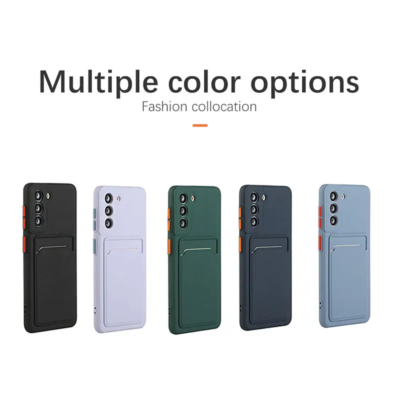 Phone Case Card Slot Bag Holder For Samsung Galaxy S24 S23 S22 S21 S20 Plus FE Note 20 Ultra Bumper Wallet Soft Shockproof Cover