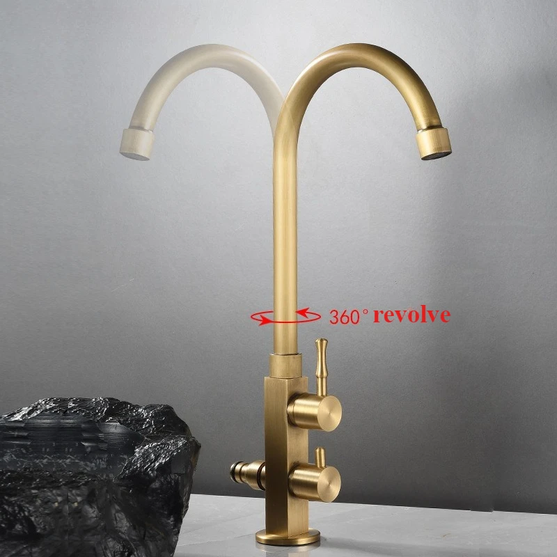 Outdoor brass antique single cold faucet antifreeze vintage wash basin patio mop sink quick open dual purpose faucet