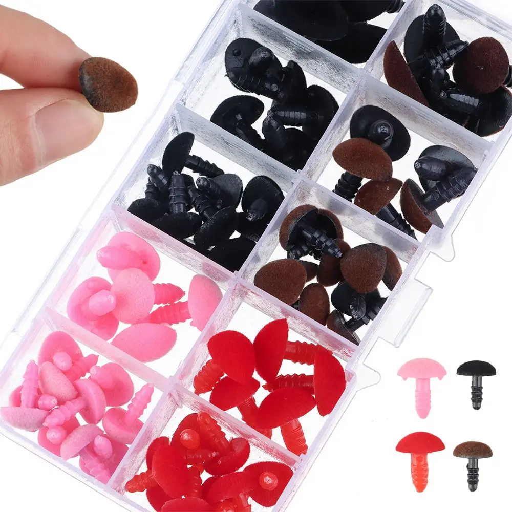 Pack Of 100 Safety Noses Colourful Triangle Teddy Nose ABS Plastic Craft Noses Teddy Bear Triangle Noses For Plush Toy Doll Puppet Cuddly Toys Doll Making Accessories