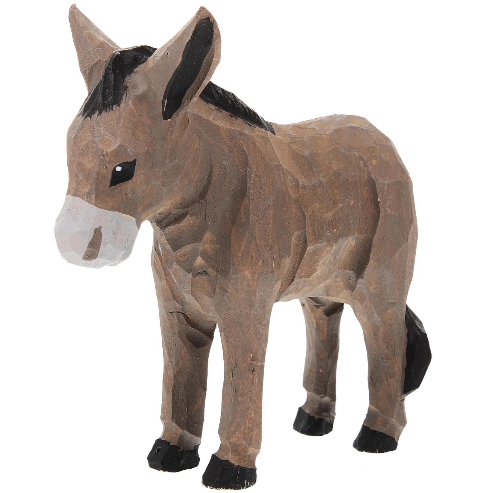 

Wooden Donkey Figurine Wood Carved Small Animal Statue Donkey Sculpture Desk Ornament