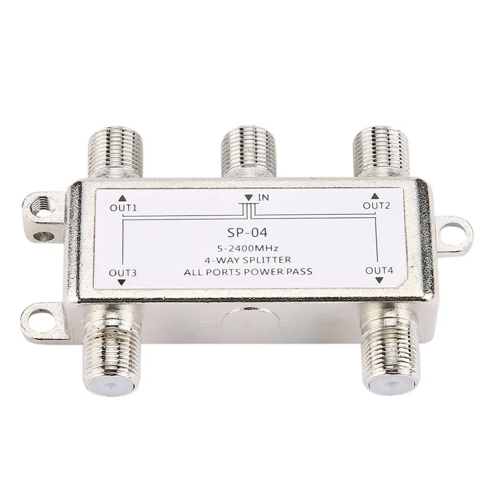 TV Splitter 4 Way Satellite Antenna Cable TV Distributor 5-2400MHz F Type SP-04 Splitter Home TV Equipments Signal Receiver for SATV/CATV