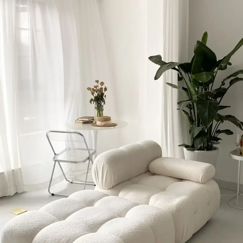 Compact Living Room Balcony Sofa Trendy Upholstery Modern Minimalist Fabric Block-Style Design Creative Seating Furniture