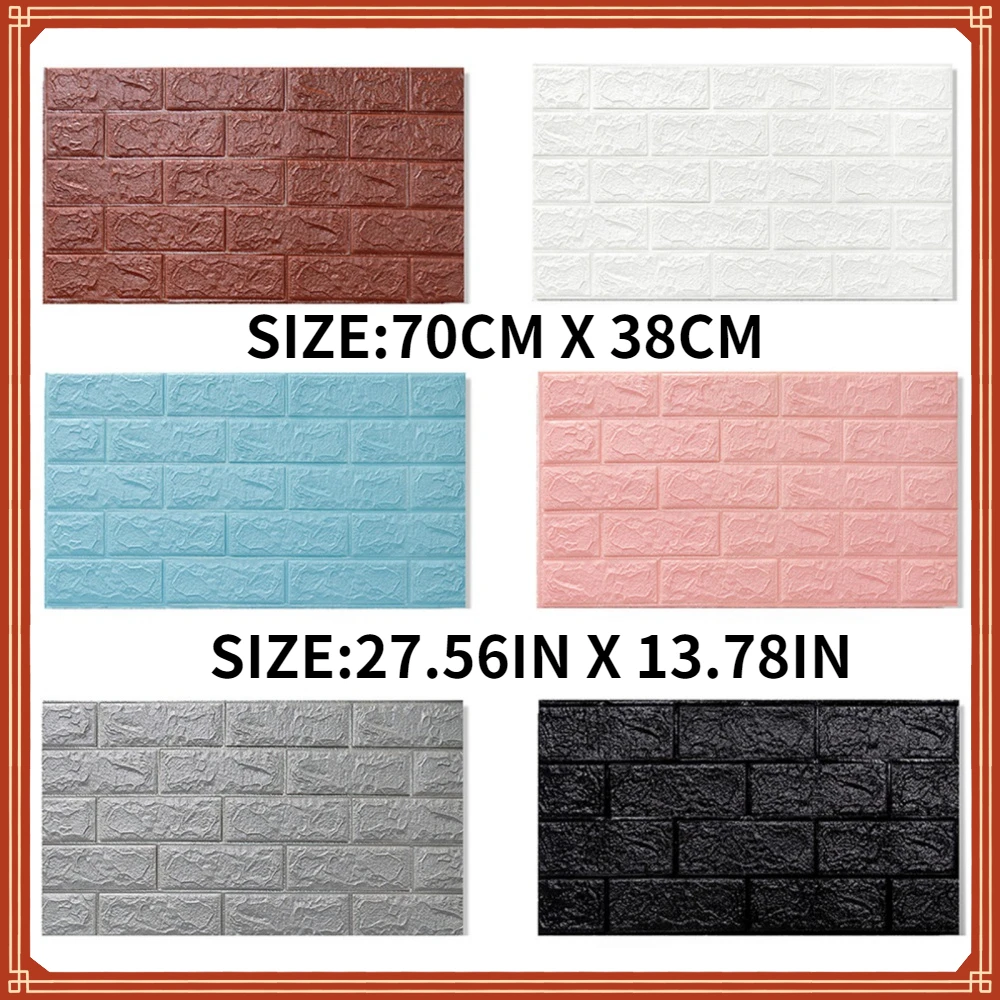 

70 X 38CM 3D Waterproof Self-adhesive Wallpaper Living Room KitchenTV Background Wall Sticker Imitation Brick Bedroom Decoration