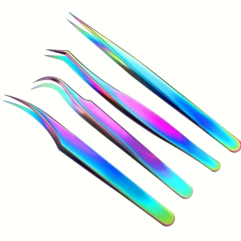 고정밀 속눈썹 핀셋 세트 스테인리스 스틸 컬러 속눈썹 핀셋 완벽한 적용 및 눈썹 정리 크리스마스 선물