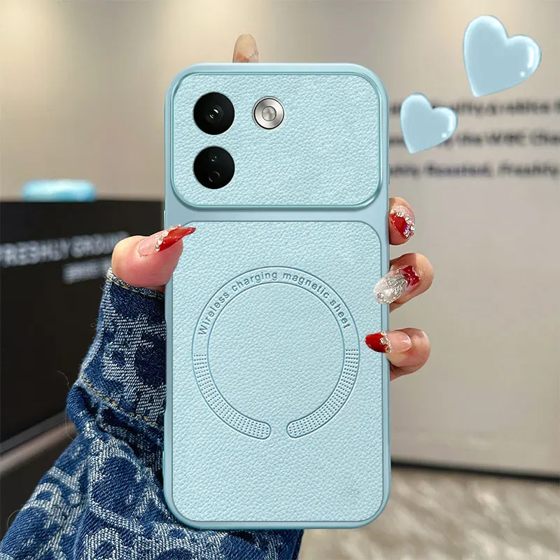 Magnetic PU Leather Shockproof Wireless Charging Case
