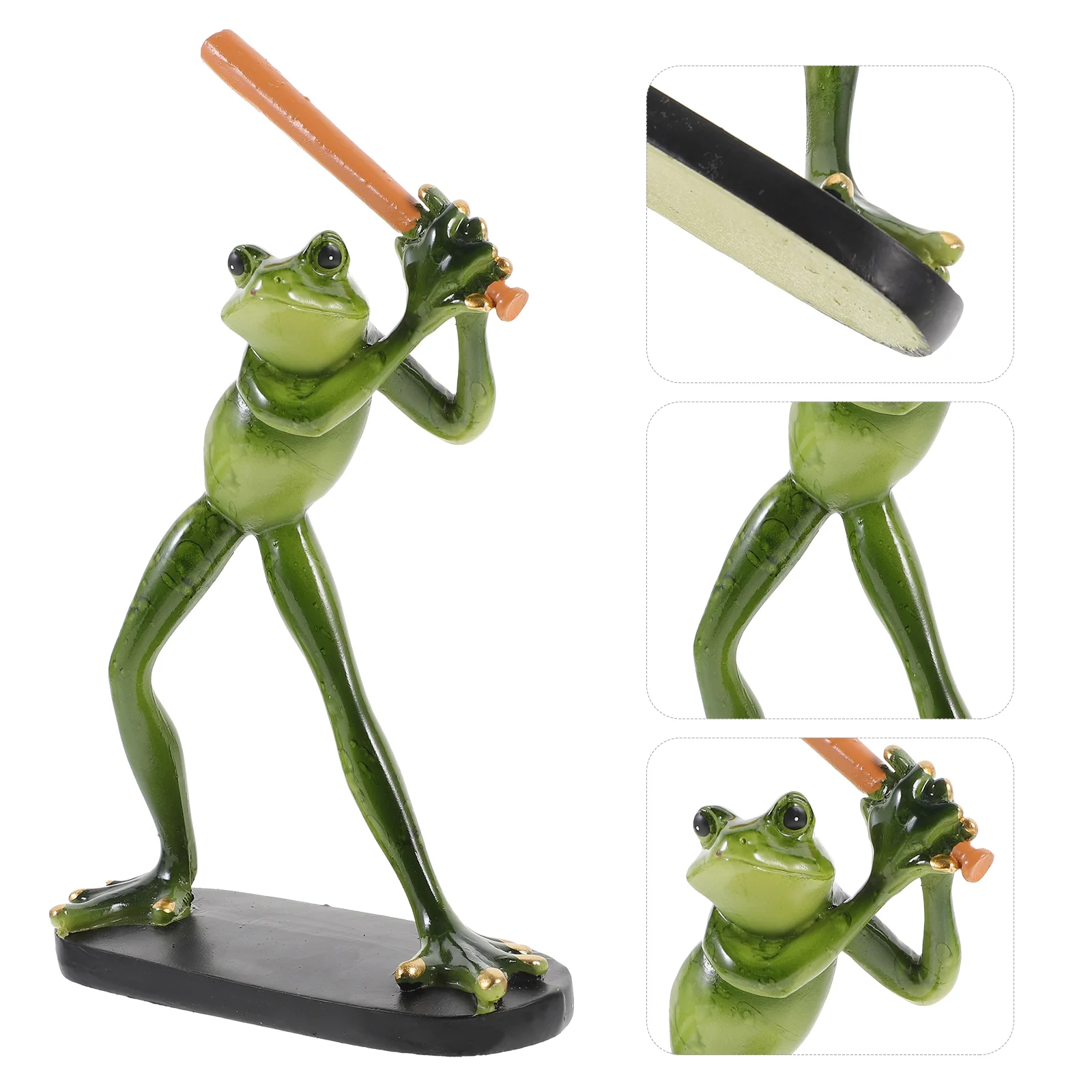 

Frog Statue Outdoor Resin Decor Baseballs Table Adornment Figurine Centerpiece Statues