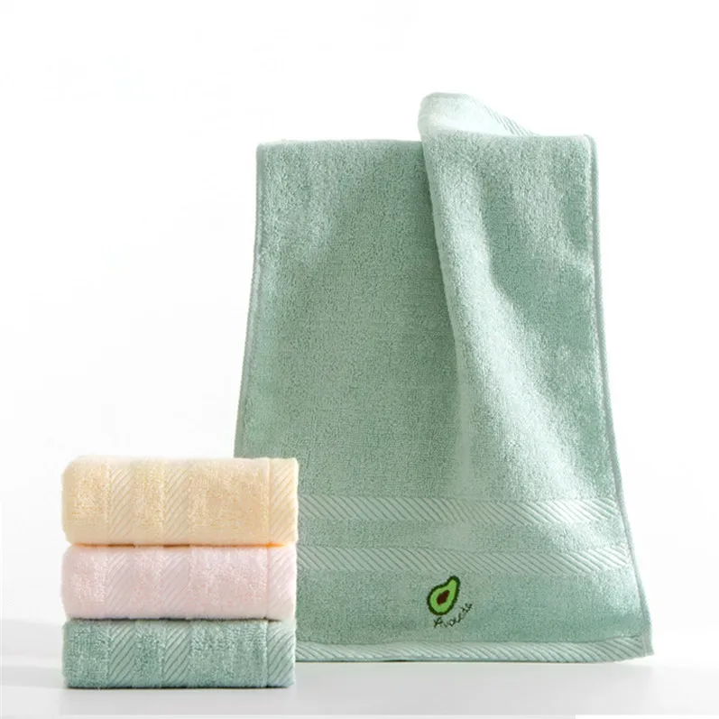 Description Picture 2 of item1Pc 26x48cm Fruit Embroidered Bamboo Cotton Solid Color Children Small Hand Face Towel