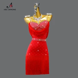 New Red Professional Latin Dance Competition Dress Sport Practice Wear Woman Prom Costume Ladies Skirt Girl Samba Girl Dancewear