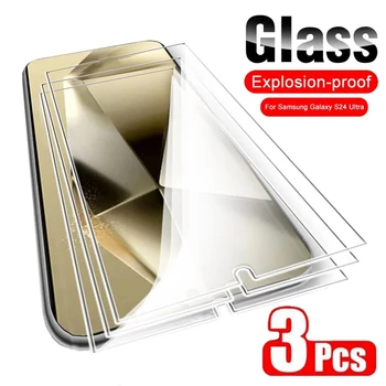 3PCS Tempered Glass For Samsung Galaxy S24 Ultra Fingerprint Unlocking Screen Protector S24 S24+ Plus S24Ultra Protective Glass