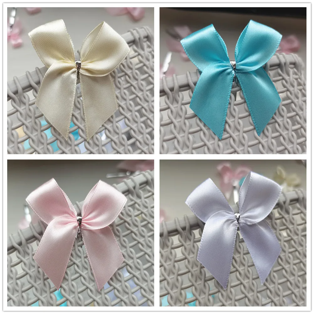 Ribbon Bows 20/50PCS 6cm Satin Ribbon Bows For Crafts Gift Knot Packaging Party Wedding DIY Decoration Bows Bakery Packing Sealing Wire ribbon bows