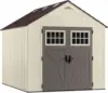 Heavy-Duty Resin Storage Shed Sand 103"D X 100.5"W X 122.25"H Multi-walled Polypropylene Resin Panels with Lockable Doors 1