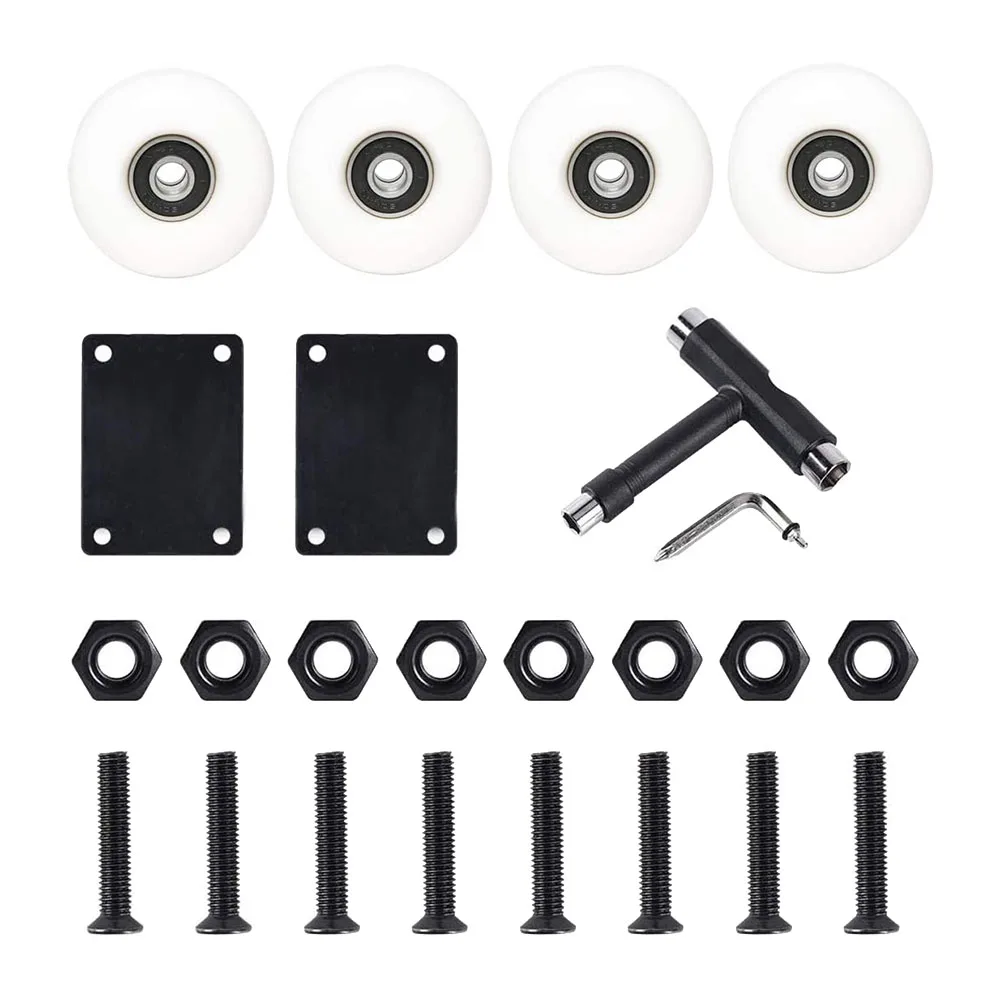 

Колеса и подшипники для скейтборда 52 мм, распорки, универсальный инструмент, подставки для скейтборда и набор оборудования-белый