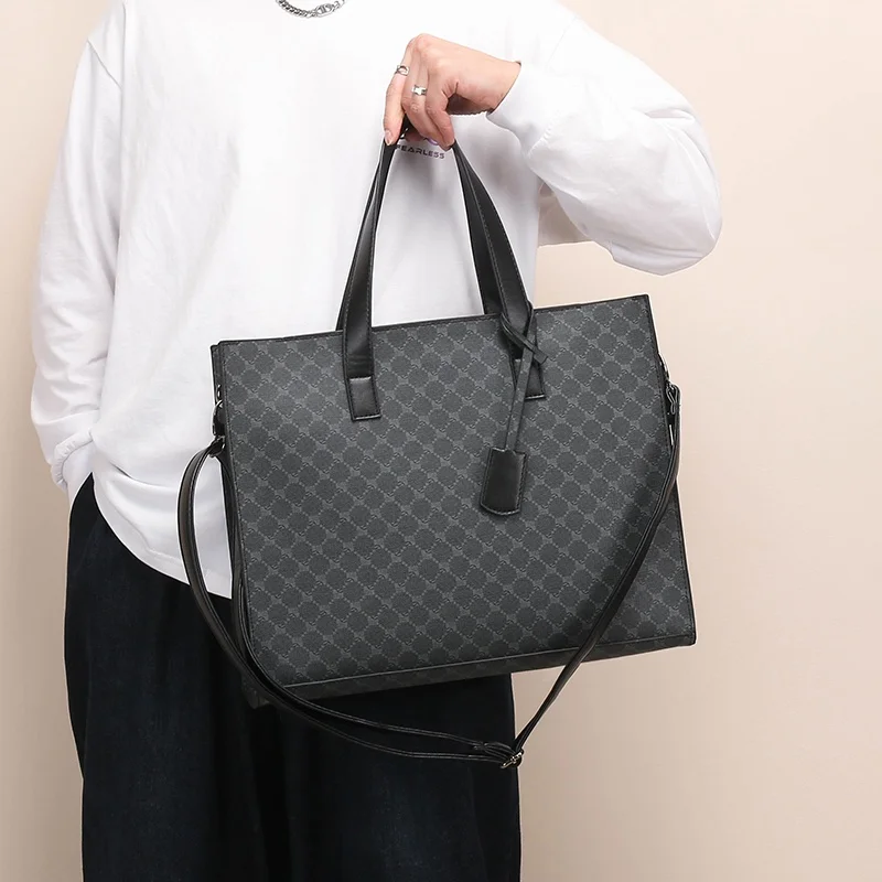 Retro Pattern Handbag Horizontal Tote Bag Korean Sle Men's Bag Trendy Single oulder Bag Versatile Crossbody File Cuter...