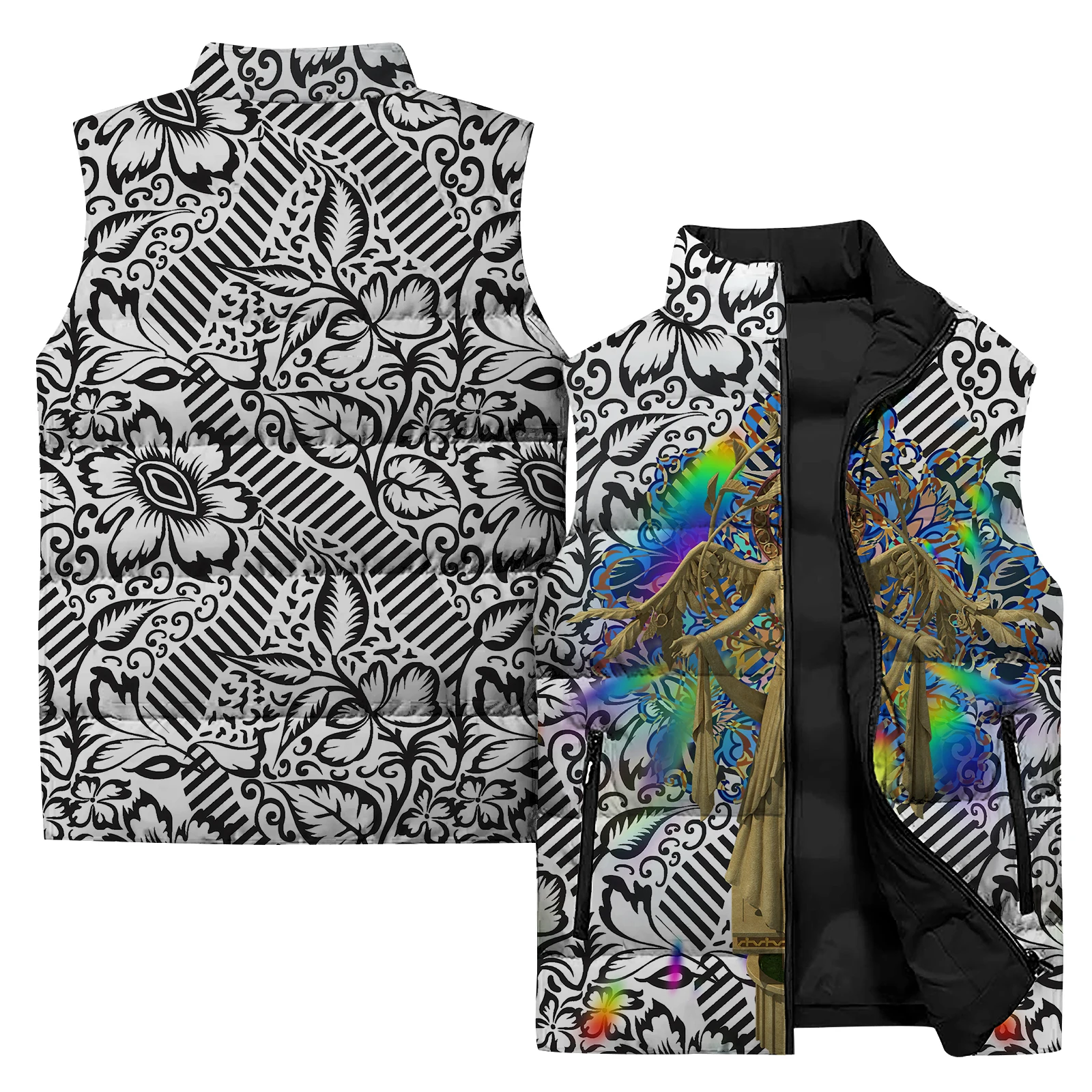 thumbnail image 1 of Chaleco con estampado escultural clásico, chaquetas de invierno de moda para hombre, abrigos cómodos y versátiles con estampado artístico personalizado para hombre, 1 of 5