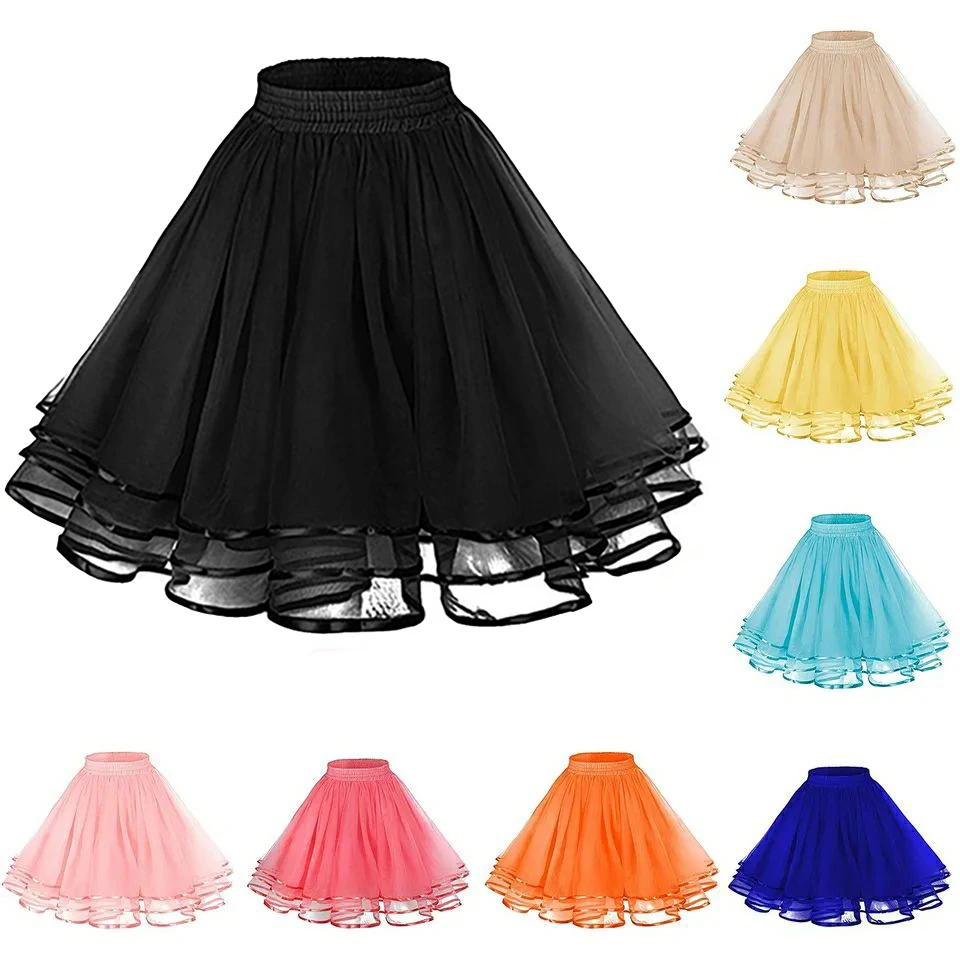 Women Tutu Skirt Versatile Stretchy Mini Flared Casual Skirt Ballet Performance Elastic Waist Tulle Petticoat Skirts 50 cm tulle tutu skirt,petticoat skirt,petticoat underskirt