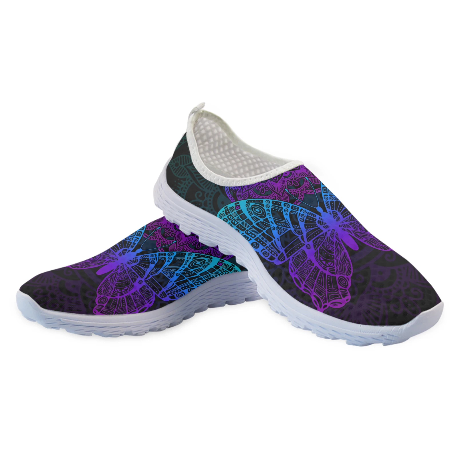 Colorful Gradient 3D Butterfly Print Lightweight Summer Ladies Home Shoes Soft Summer Mesh Shoes Zapatos Planos